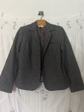 Women's Grey Tweed Blazer Jacket